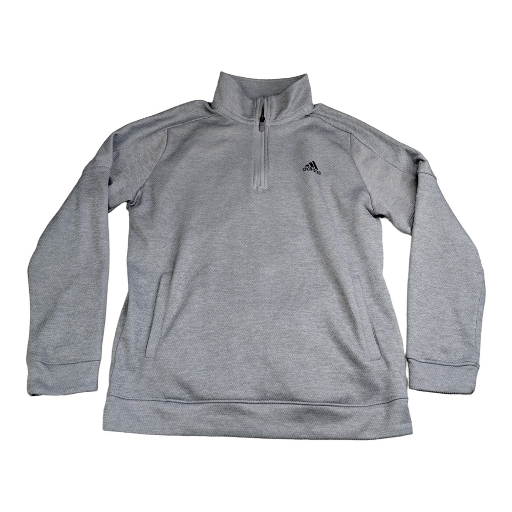 Adidas Climalite Mens‎ Quarter Zip Pullover Jacket Gray GR0734 Pockets Mens Sz L